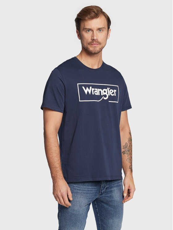 Wrangler Wrangler T-Shirt Frame Logo W70JD3114 112320768 Granatowy Regular Fit