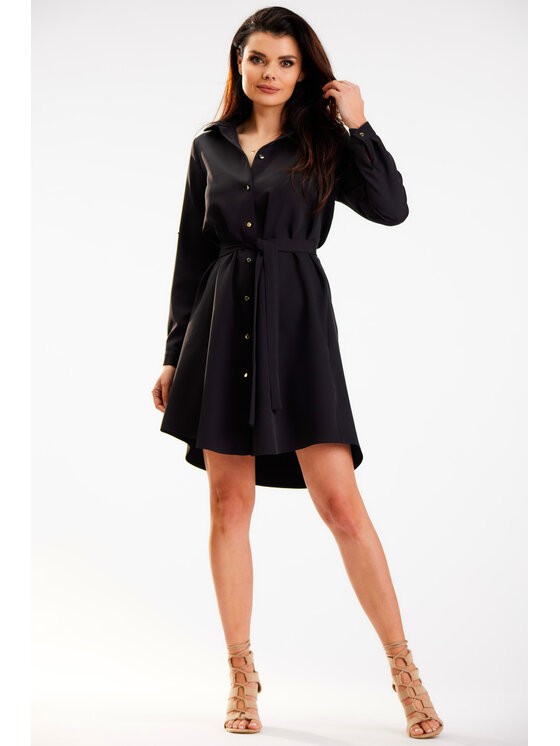 Awama Awama Sukienka letnia A568 Czarny Basic Fit