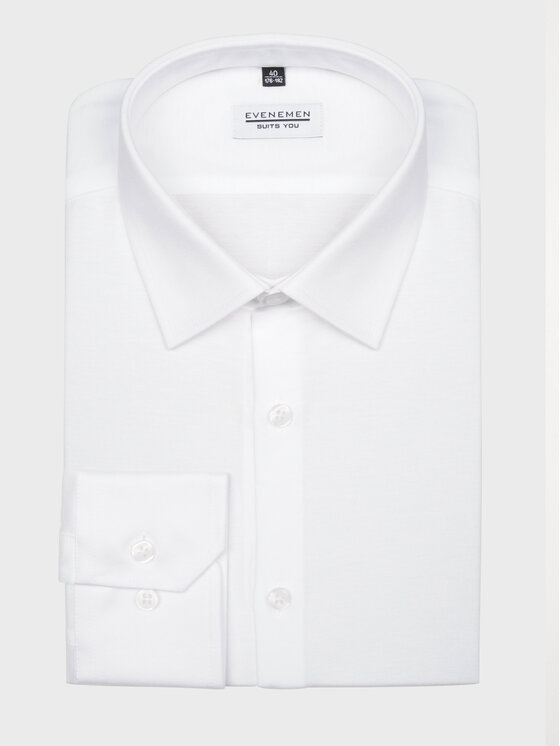 Evenemen Evenemen Koszula dzianinowa STICKAT Biały Slim Fit