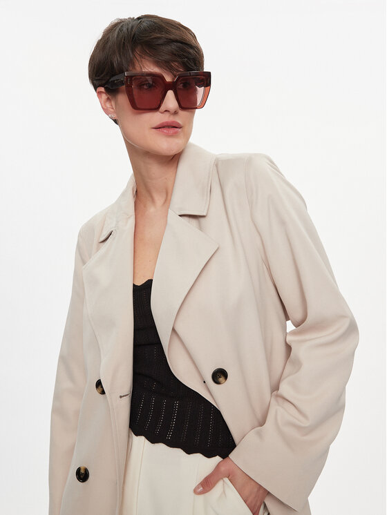 Pieces Pieces Tenchcoat Scarlett 17146474 Beige Regular Fit
