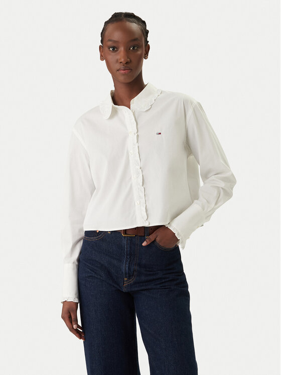 Tommy Jeans Cămașă DW0DW22767 Alb Relaxed Fit