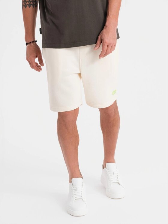 Ombre Ombre Szorty materiałowe OU-SRBC-0101 Écru Loose Fit