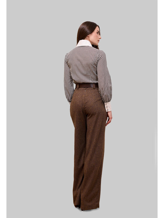 Kasia Zapała Kasia Zapała Spodnie materiałowe Cruz Brązowy Wide Leg