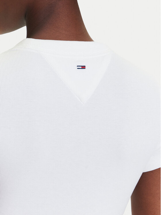 Tommy Jeans Tommy Jeans T-shirt Script Label DW0DW21402 Bianco Slim Fit