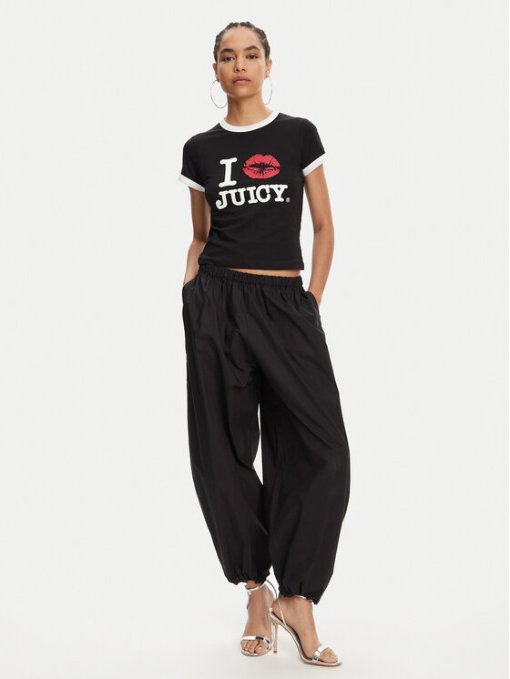 Juicy Couture Juicy Couture Marškinėliai I Kiss JCWCT125318 Juoda Slim Fit