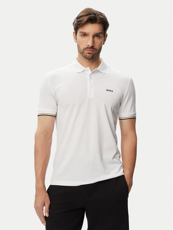 BOSS Tricou polo Game 1 50564785 Alb Slim Fit