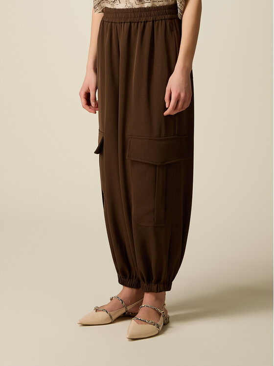 Oltre Oltre Spodnie materiałowe P011J002662N032 Brązowy Boy Fit