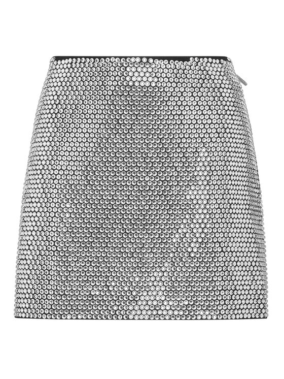 PHILIPP PLEIN PHILIPP PLEIN Spódnica skórzana 20683 Srebrny Slim Fit