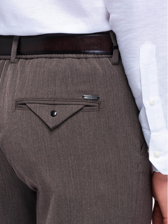 Ombre Ombre Chinosy OM-PACP-0307 Brązowy ciemny Regular Fit