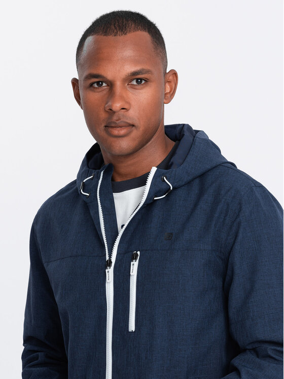 Ombre Ombre Kurtka przejściowa OM-JANP-0136 Granatowy Regular Fit