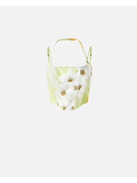 PINKO PINKO Top Canarino bustino duchesse stampato Verde Regular Fit
