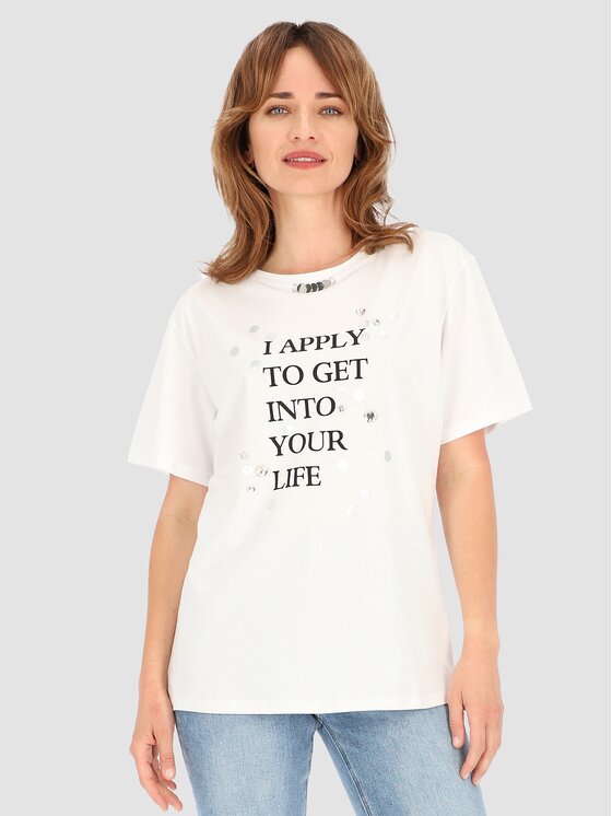 Perso Perso T-Shirt TCE245023F Bílá Regular Fit