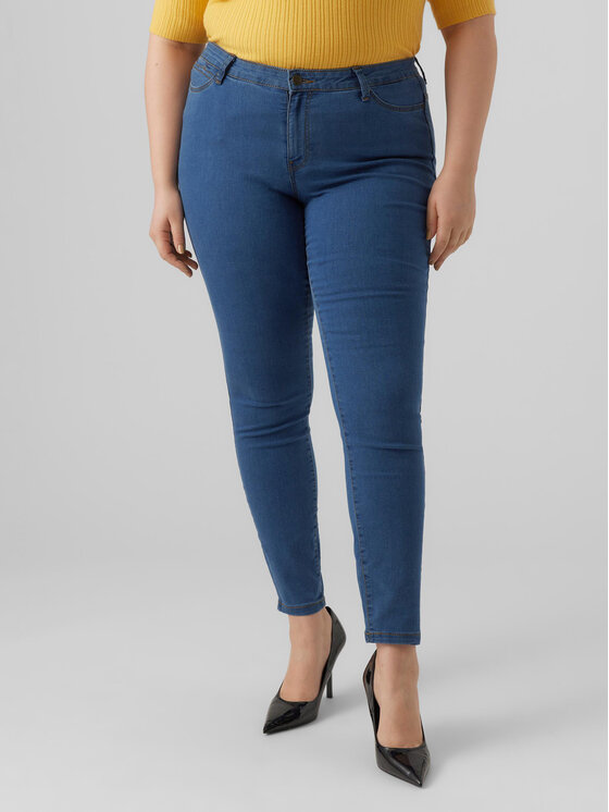 Vero Moda Curve Jeans hlače Rudy 10287062 Modra Slim Fit