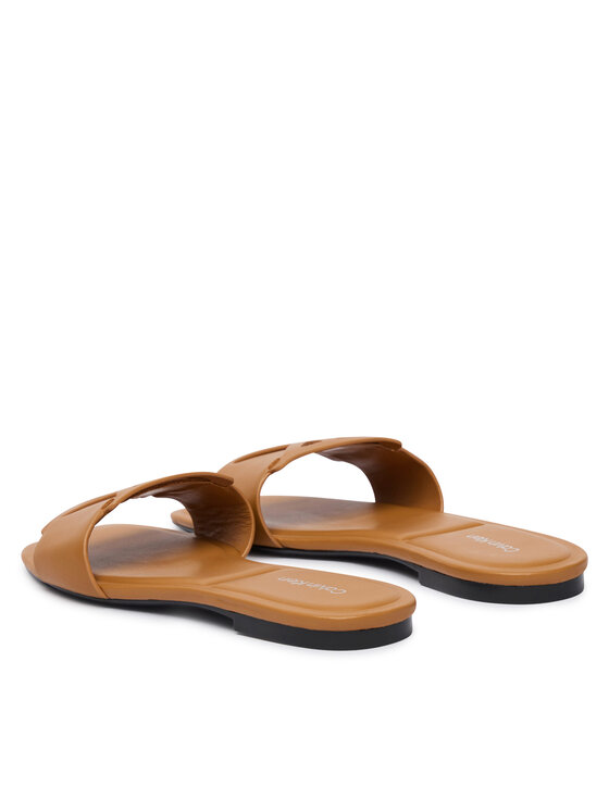 Calvin Klein Calvin Klein Natikače Square Flat Sandal Emblem HW0HW03128 Smeđa