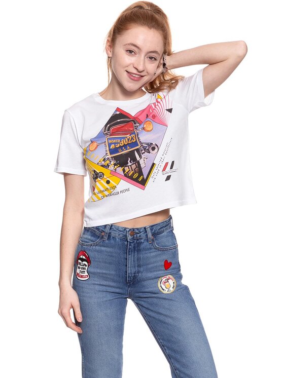 Wrangler Wrangler T-shirt CROP TEE Bianco Regular Fit