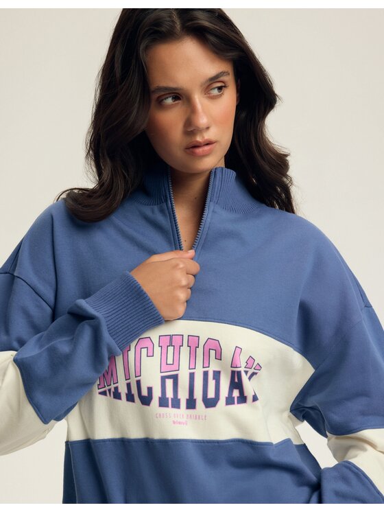 Esotiq Esotiq Bluza 43803 Granatowy Baggy Fit