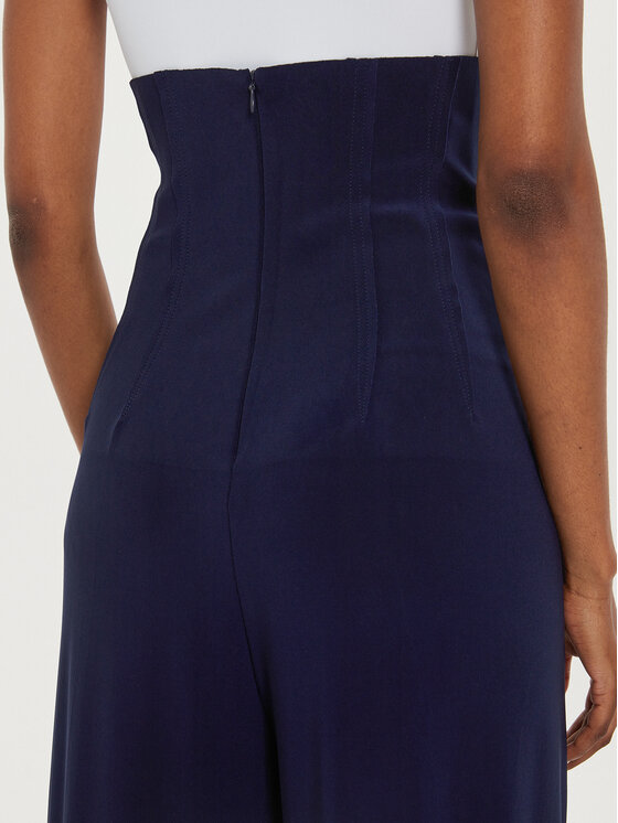 NORMA KAMALI NORMA KAMALI Spodnie palazzo KK2247PLE96951 Granatowy Wide Leg
