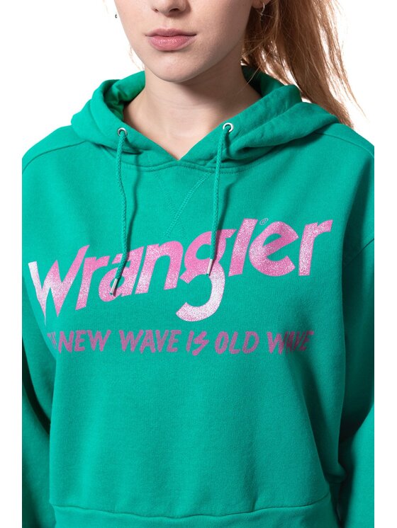 Wrangler Wrangler Felpa CROP HOODIE Verde Regular Fit