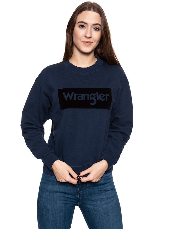 Wrangler Wrangler Felpa High Rib Retro Sweat; High Rib Retro Blu Regular Fit