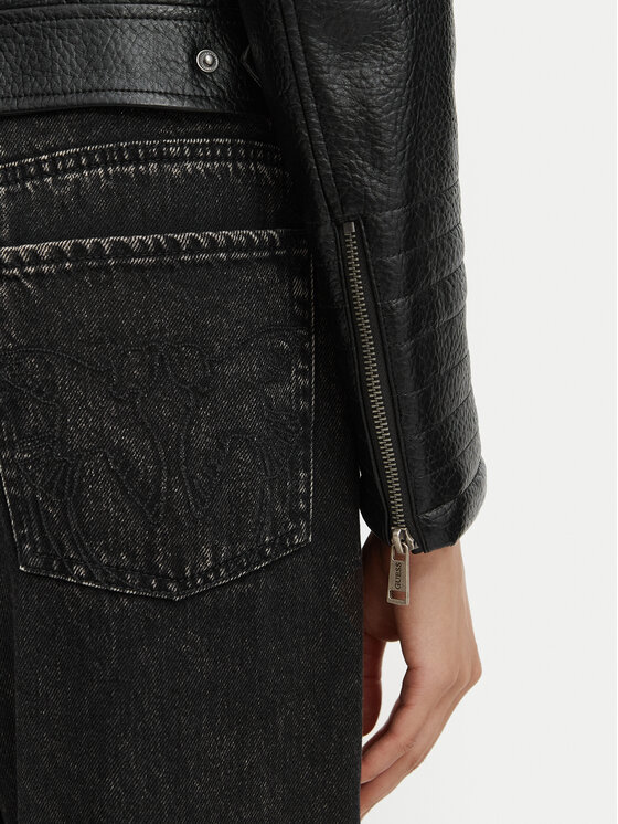 Guess Guess Dirbtinės odos striukė W6YL25 W2914 Juoda Regular Fit