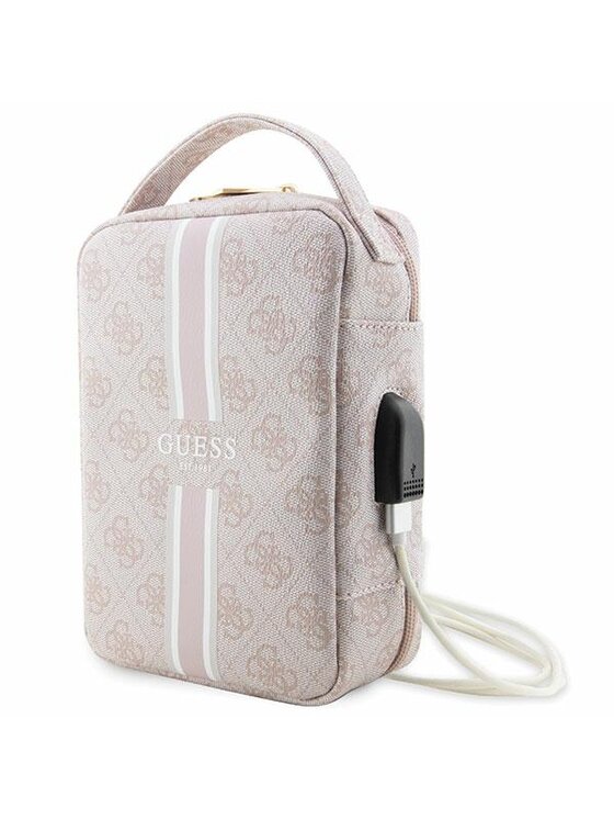 Guess Guess Etui na telefon 4G Printed Stripes Różowy
