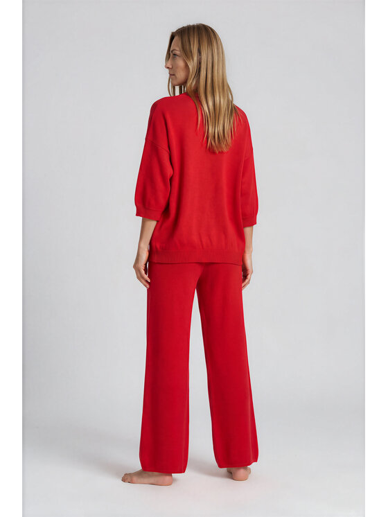 Fobya Fobya Bluzka F3013 Czerwony Basic Fit