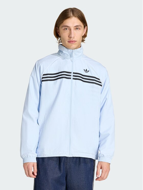 adidas adidas Bluza Chest Stripes Błękitny Regular Fit