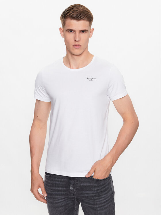 Pepe Jeans Pepe Jeans Set de tricouri﻿ Pepe Tshirt 2P PMU10976 Alb Regular Fit