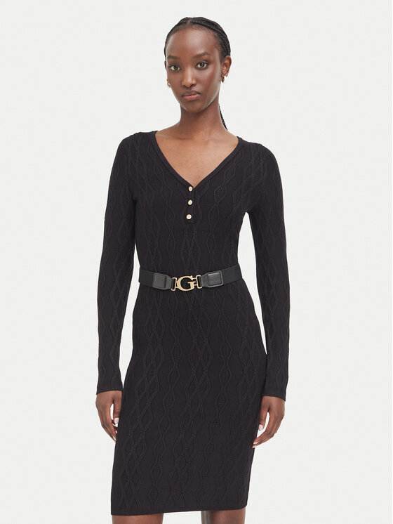 Guess Guess Плетена рокля W6BK62 Z1567 Черен Regular Fit