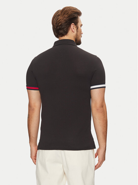 Tommy Hilfiger Tommy Hilfiger Tricou polo Flag Cuff MW0MW37518 Negru Slim Fit