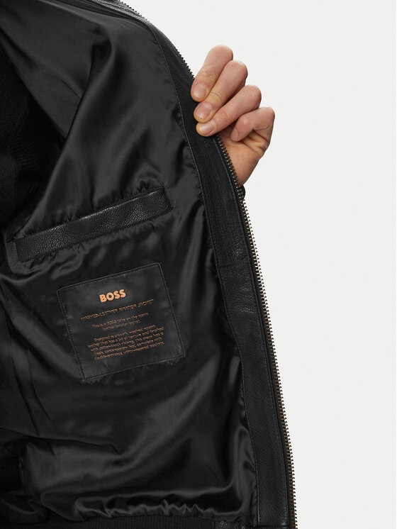 BOSS BOSS Kurtka skórzana Josual 50568175 Czarny Regular Fit