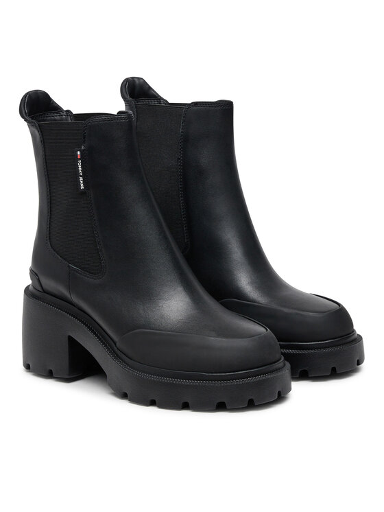 Tommy Jeans Tommy Jeans Čizme Tjw Mid Heel Chelsea Boot EN0EN02681 Crna