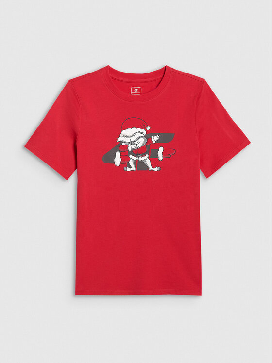 4F 4F T-Shirt CHRISTMAS DROP Czerwony Regular Fit