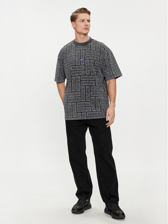 HUGO Hugo T-Shirt Nidane 50510552 Szary Relaxed Fit
