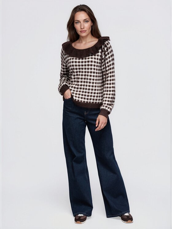 Ombre Ombre Svetr OW-SW-E0040 Hnědá Relaxed Fit