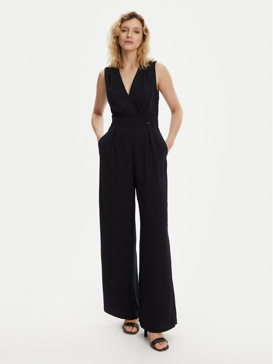 Morgan Morgan Jumpsuit 241-POEMA Blu scuro Wide Leg