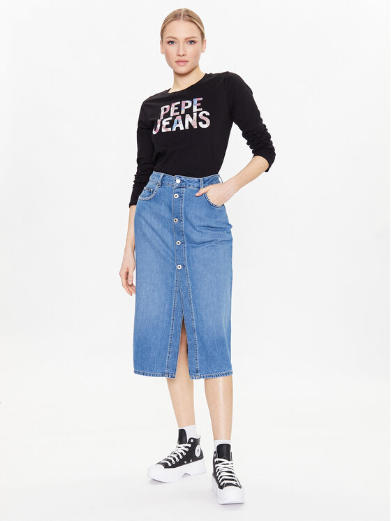 Pepe Jeans Pepe Jeans Marškinėliai Luna PL505394 Juoda Regular Fit