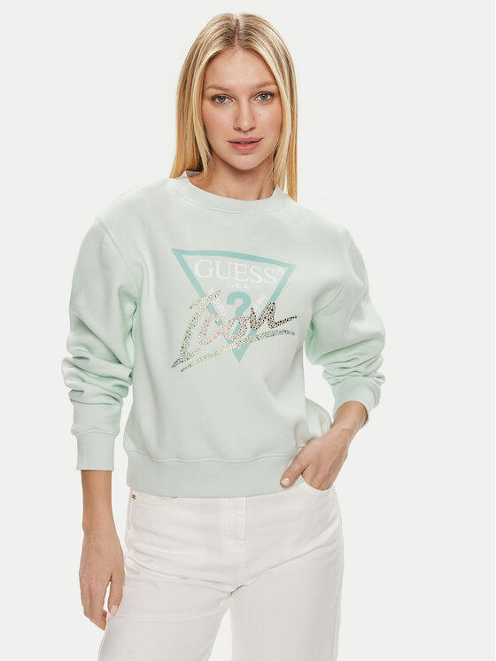 Guess Bluză Icon W4GQ09 KB681 Verde Relaxed Fit