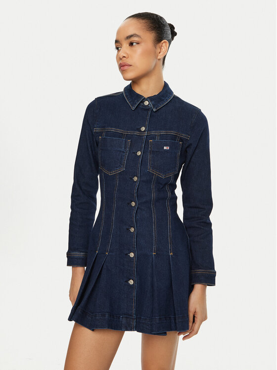 Tommy Jeans Tommy Jeans Džínové šaty DW0DW20533 Tmavomodrá Regular Fit