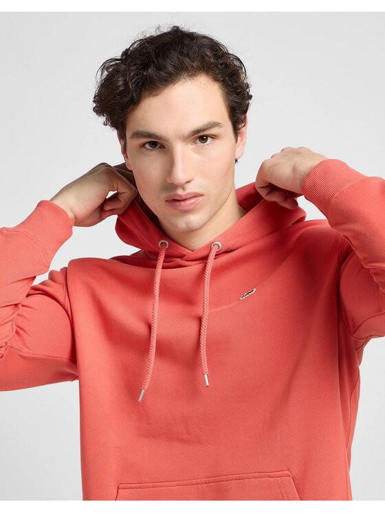 Lee Lee Bluza Plain Hoodie Poppy Pomarańczowy Regular Fit