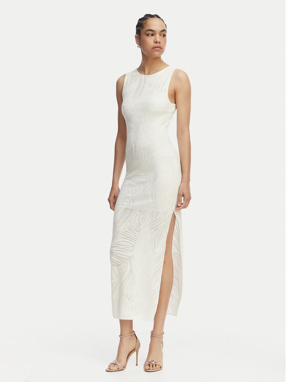 Guess Guess Ежедневна рокля W6GKAX Z0981 Кремав Slim Fit