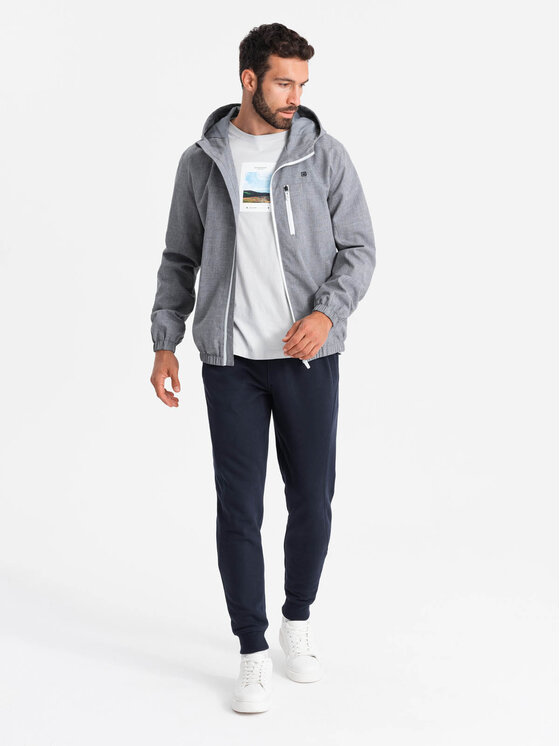 Ombre Ombre Kurtka przejściowa OM-JANP-0136 Szary Regular Fit