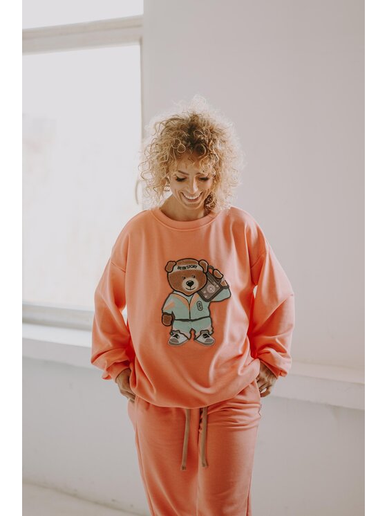 Bejbi Story Bejbi Story Bluza Bluza oversize Funky Teddy dla mamy i taty Pomarańczowy Oversize