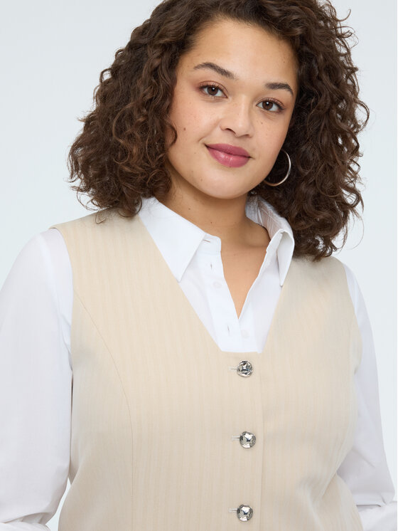 Fiorella Rubino Fiorella Rubino Gilet L001T100069N0R2 Crema Regular Fit