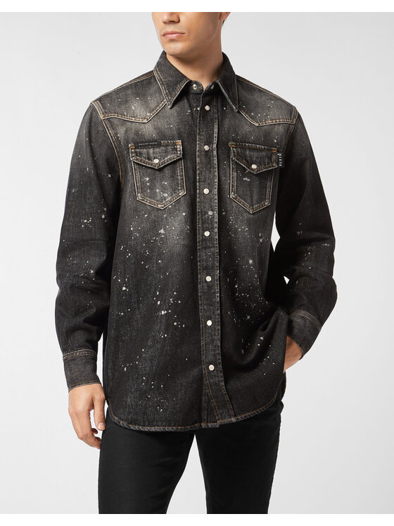 PHILIPP PLEIN PHILIPP PLEIN Koszula jeansowa 26853 Czarny Regular Fit