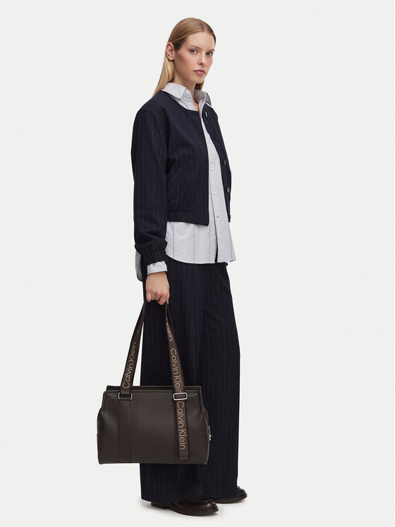 Calvin Klein Ročna torba Webbing Adj Strap Tote LV04F3644G Rjava