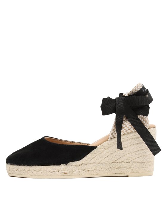Manebi Manebi Espadrilles Soft Suede Low Wedge Espadrilles K 1.0 WL Fekete