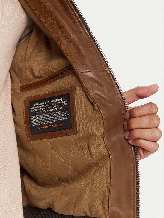 Milestone Milestone Кожено яке MSMatti 531070 60400 Кафяв Regular Fit