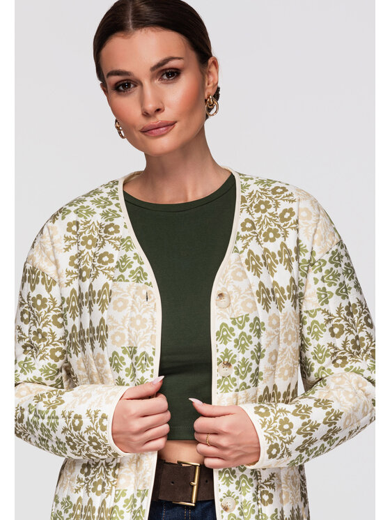 Ombre Ombre Kurtka przejściowa OW-JALP-0126 Khaki Loose Fit