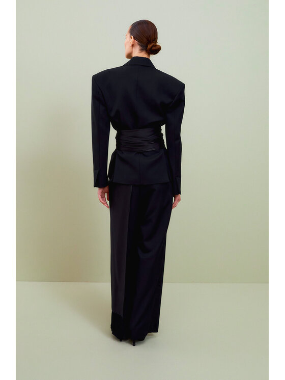 Epuzer Epuzer Marynarka Fringed belted Czarny Standard Fit